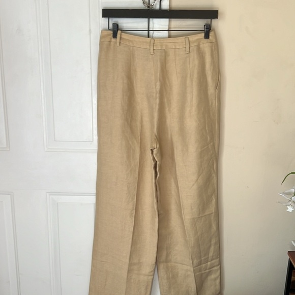 Ellen Tracy Linen Blend High Waist Pleated Straight Leg Trouser Pants Size 10 - Picture 4 of 11